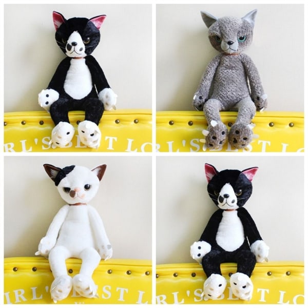 40/60 cm Uppstoppade Olyckliga Katter Plyschleksaker Japan Scratch Kattunge Peluche Sharp Paw Black white 40CM