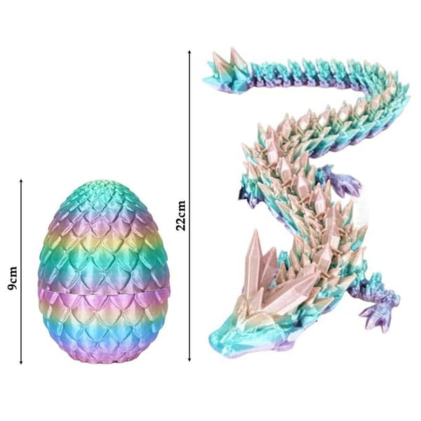 3D-printad Artikulerad Drakägg Kristall Drake med Drakägg Rolig Dekor Gold