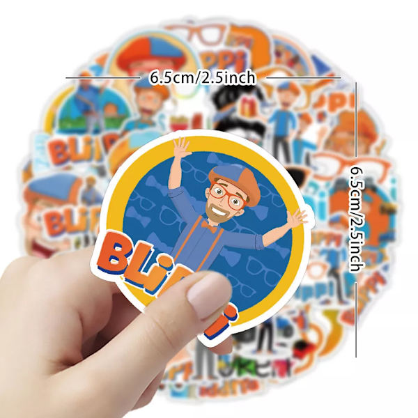 50X Blippi Stickers Småbarn Party Bag fillers Pris Belöning Hydro Flask Graffiti