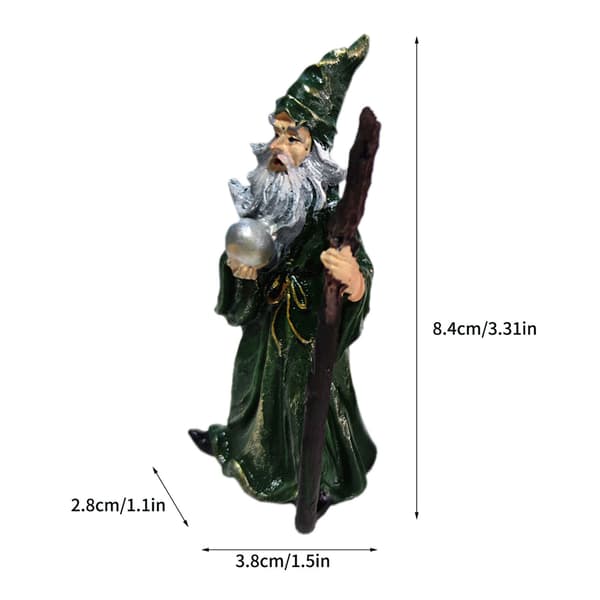Liten Halloweenfigur i Resin, Trollkarl Häxa Ornament för Skrivbordsdekoration A wizard