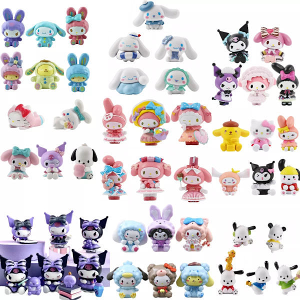 Sanrio Mini Action Figur Statyer Anime Cake Toppers Figurer PVC Modelldockor C