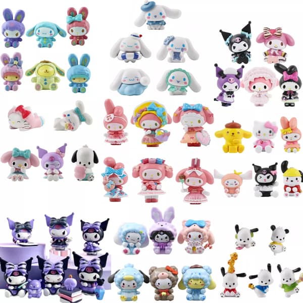 Sanrio Mini Action Figur Statyer Anime Cake Toppers Figurer PVC Modelldockor H