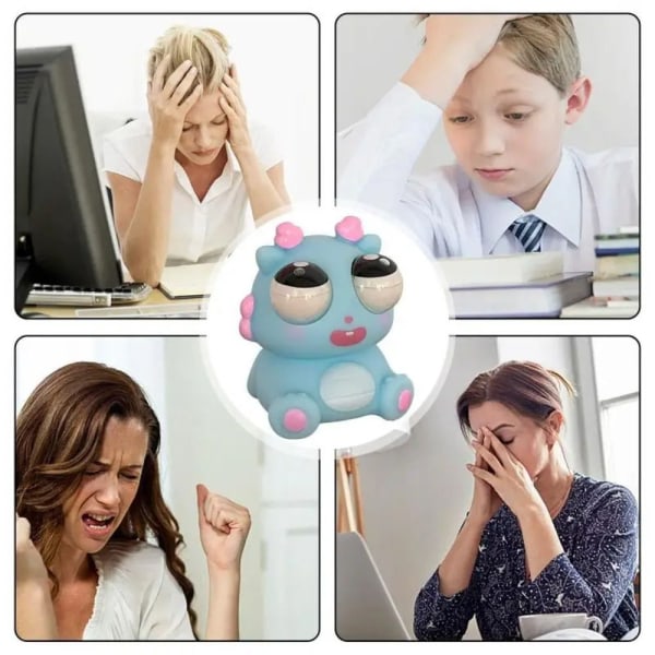 Rolig ögonglob Burst Squeeze Toys Tecknad Söt Drakdocka Vuxen Stressleksaker❀ blue