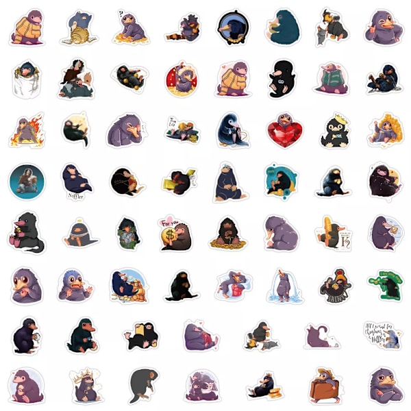 60X Niffler Stickers Harry Potter Fluffy Fur Creature Graffiti Stationär bärbar dator