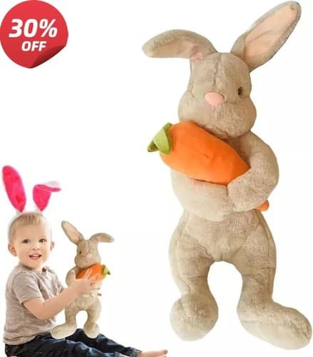Påskhare Plysch Kanin Docka Kramar Morot Mjukt Gosedjur Leksak Present Barn White