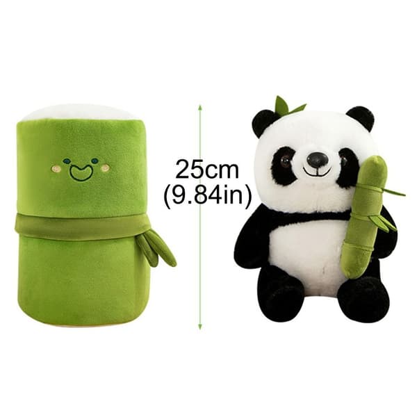Mjuk Stoppad Panda Kudde 25cm Gosedjur Panda I Bamburör Docka Panda with Bamboo Tube