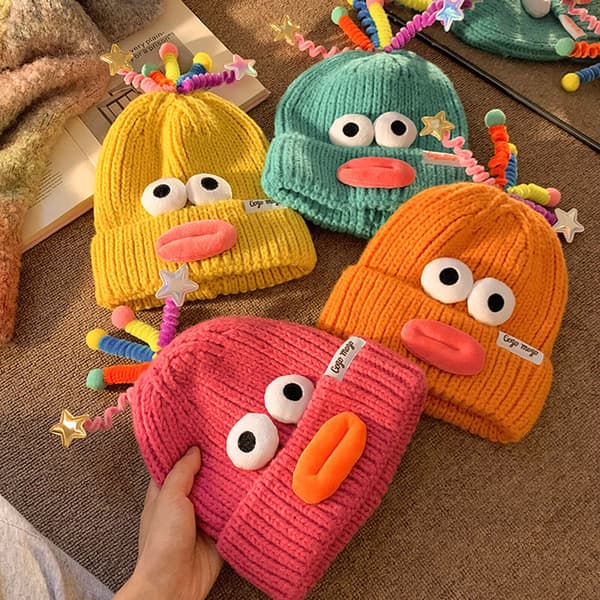 Monster Shrek Vinter Stickad Mössa Beanie Ull Rolig Cap Nyhet Kvinnor / Män Purple One Size