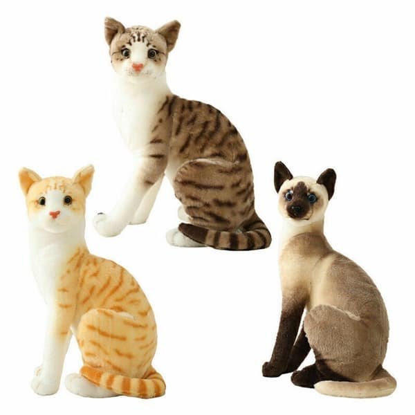 Djurdockor Barnpresenter Söta Realistiska Katt Plyschleksak Verklighetstrogen Simulation Fylld mjuk C Cat-20CM