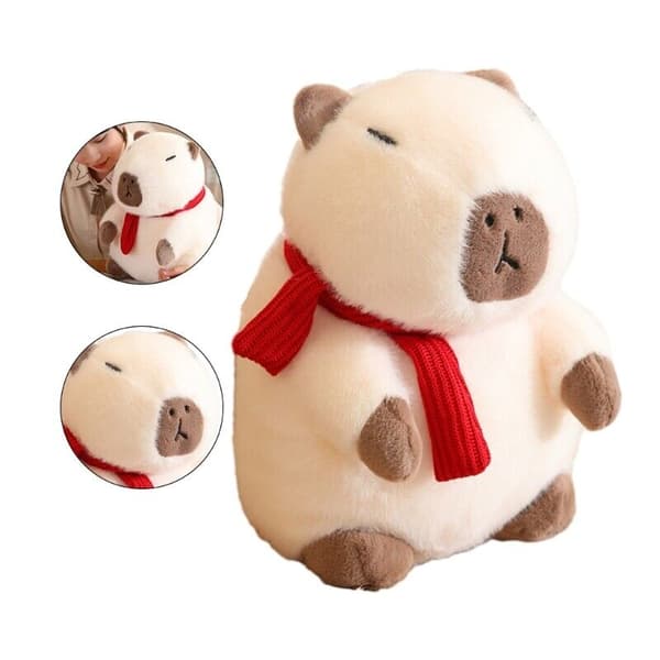 Söt Capybara plyschdocka Kid Toy stoppad docka för heminredning på kontoret White 25CM