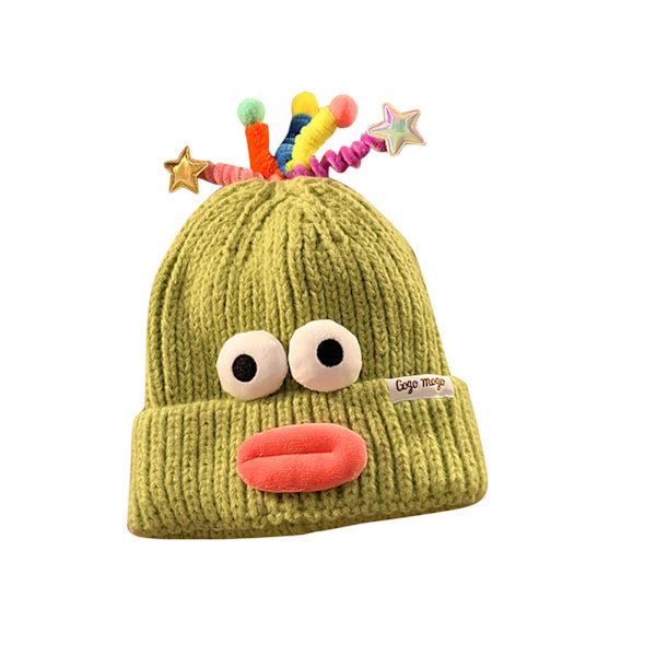 Monster Shrek Vinter Stickad Mössa Beanie Ull Rolig Cap Nyhet Kvinnor / Män Light Green One Size