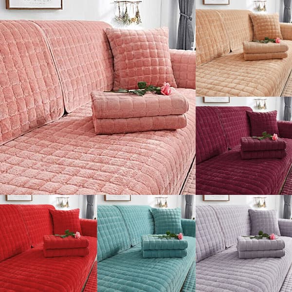 Mjuk Plysch Sofföverdrag Universal Soffa Halkfri Matta Sofflounge Soffhandduk leksak Thicken-Camel 70*70cm