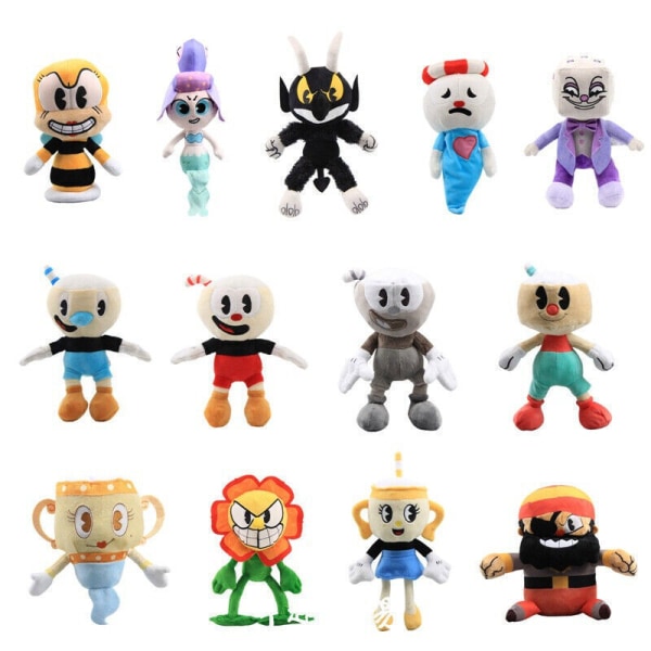 Cuphead Game Mugman Mecup och Brocup Tärningar Cup Head Plyschleksak fylld docka present Puphead