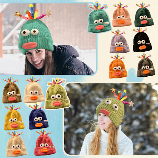 Monster Shrek Vinter Stickad Mössa Beanie Ull Rolig Cap Nyhet Kvinnor / Män Camel One Size