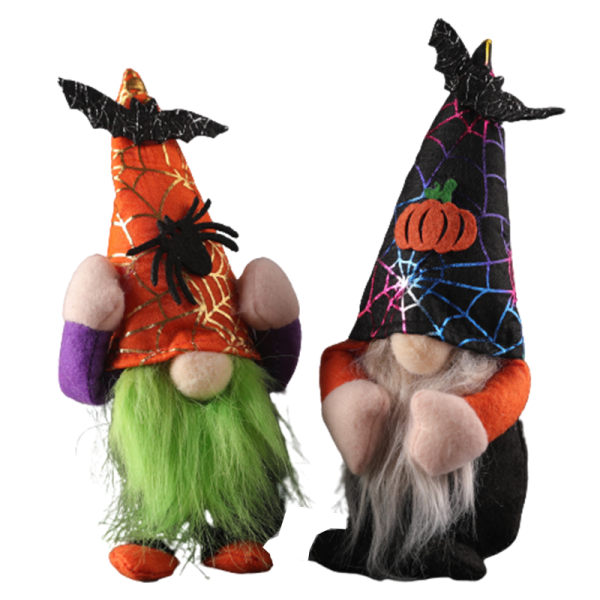 Söta och ljusa halloweentomtar Plyschleksaksfigurer för heminredning och barn Orange Hat