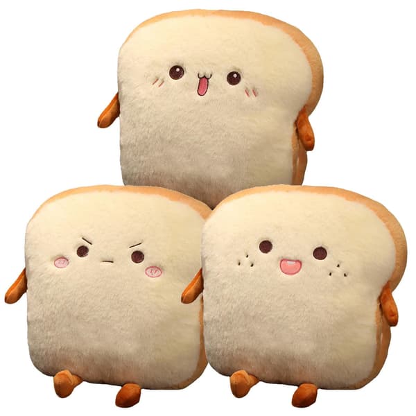 Plysch Brödkudde Simulering Mat Toast Mjuk Docka Kudde Varm Hand Leksak cute
