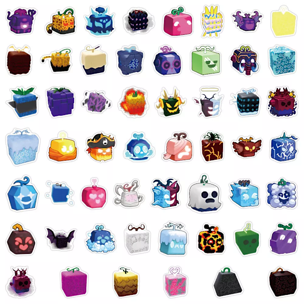 50 st BLOX FRUITS Fan Collection Dekaler Stickers Gitarr Ipad Hydro Flask Graffit