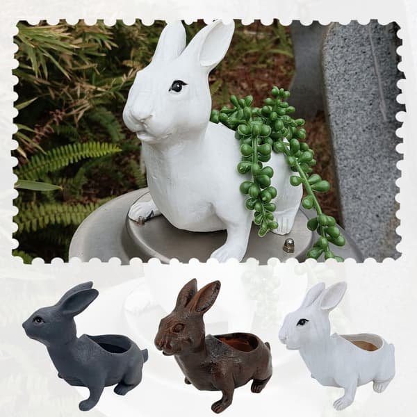 Inomhus och utomhus kanin harts blomkrukor Suckulenta blomkrukor Trädgårdsdekor Gray