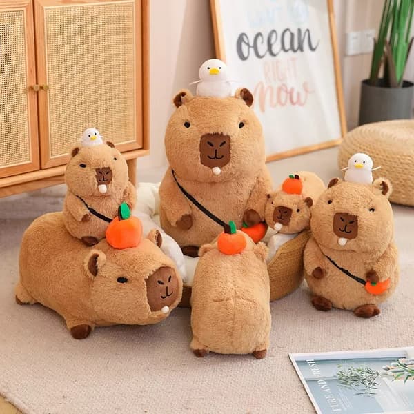 Capybara plyschleksak fyllda plyschar Mjuka gosedjur docka kudde julklappar Lying down (squeaking) 20cm