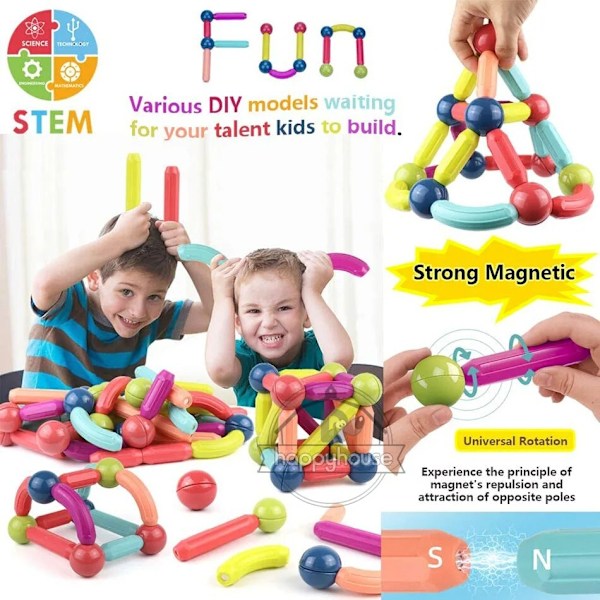 Magnetiska Byggklossar Set Leksaker för Barn Magnetstav Byggklossar 42pc without box