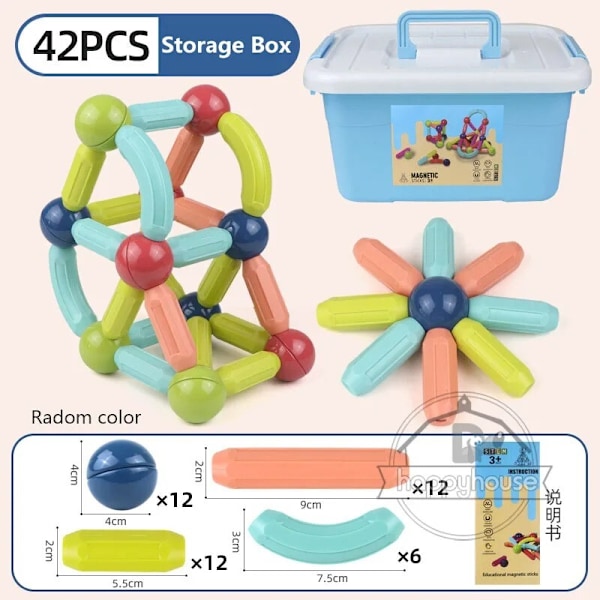Magnetiska Byggklossar Set Leksaker för Barn Magnetstav Byggklossar 42pcs storage box