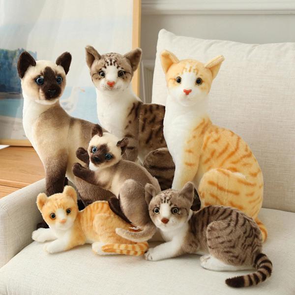 Söt katt plysch leksak figurer Kitty gosedjur för sovrum flickvän barn 40cm Siamese Cat