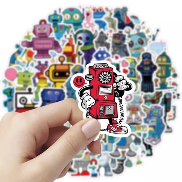 62X Cool Robots Stickers Graffiti Skateboard Scrapbook AI Technology IT Engineer