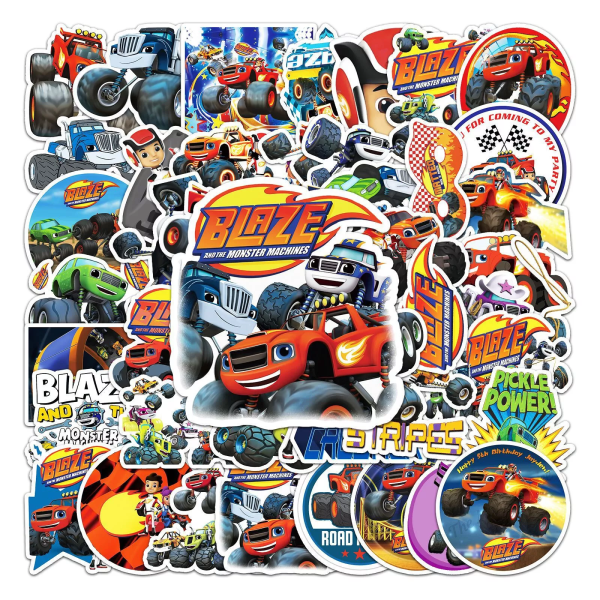 50 st Blaze and the Monster Machines Stickers Lastbil 4 hjul Skateboard Graffiti