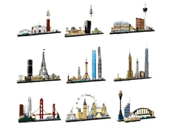 Byggklossar Stadssiluett - New York, London, Dubai Landmärken no box2