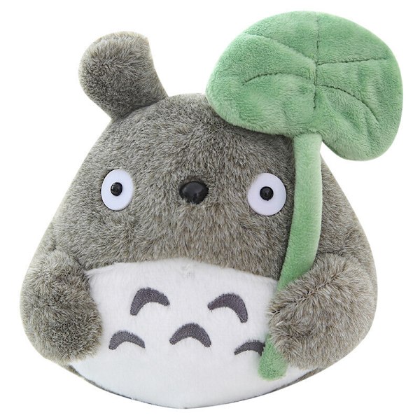 Min granne Totoro Plyschdocka Mjuk Fylld Mörkgrå Löv Totoro Leksakspresent ny 8 0 22cm