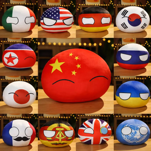 Plysch Polandball Kudde Countryball Tyskland USA UK Country Ball fylld dekor UN 30cm/11.81in