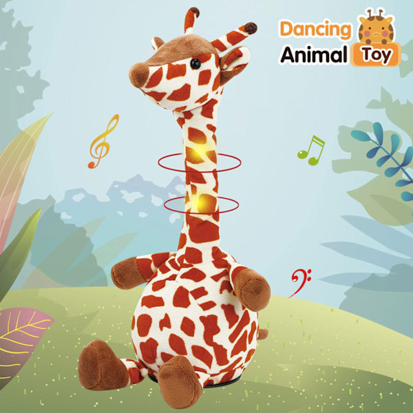 Giraffe Plysch Talking Giraffe Repeterar vad du säger Shaking Head Electric