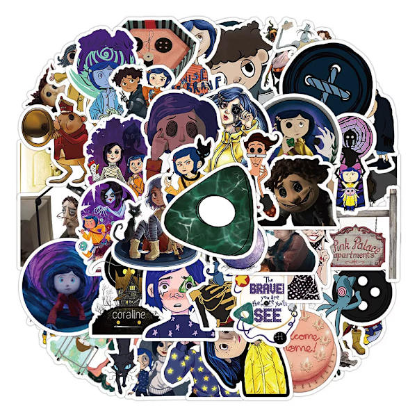50 st Coraline The Secret Door Movie Stickers Laptop Dekal Graffiti Hydro Flasks