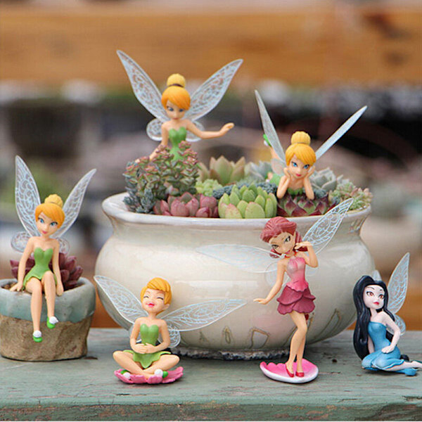 6 st Blomma Pixie Fairy Presenter Miniatyr Dekor Statyett Hemgård Prydnad Trädgård