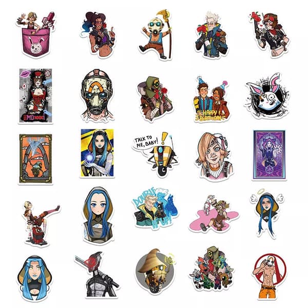 50 klassiska Borderlands Game Character Stickers New Tales PS5 XBox Decal Graffiti