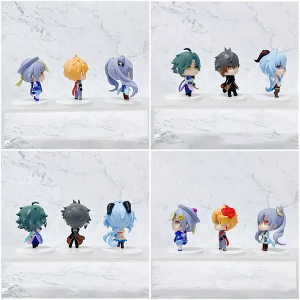 Genshin Impact Pvc Q Version Figurer Set med 6 st Idealisk för att dekorera ditt spel