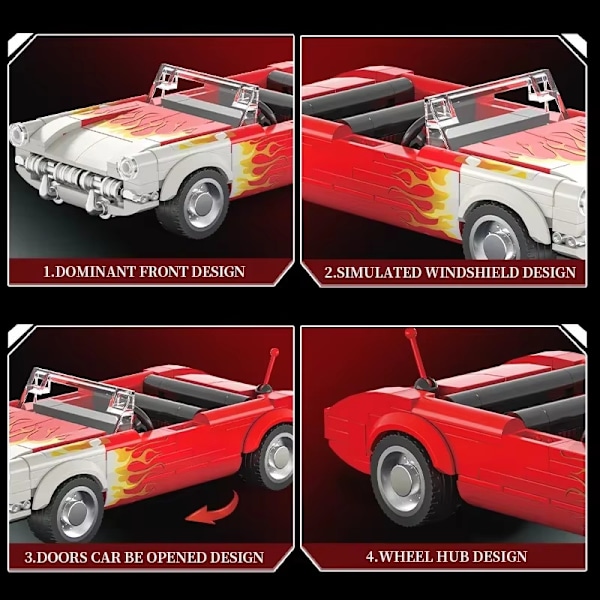 249 Delar Retro C1 Cabriolet Bil Byggklossar Flamma Klassiska Bilmodeller Fordon