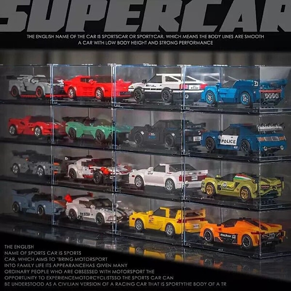 Mould King Mini Bilmodell Set Sportfordon Byggsats 80 Bilar Samlarobjekt 27063 AS-DBS With retail box and acrylic box