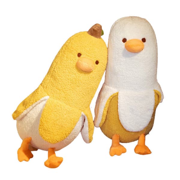 Söt Banan-Anka Gosedjur Lång Kropp Kramkudde Present Gul/Vit White 70cm
