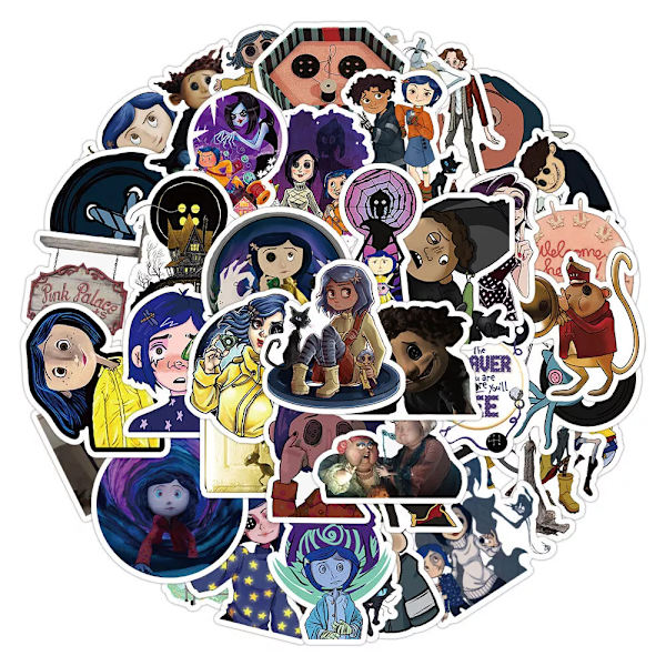 50 st Coraline The Secret Door Movie Stickers Laptop Dekal Graffiti Hydro Flasks
