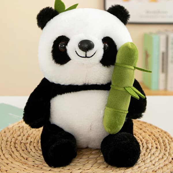 Mjuk Stoppad Panda Kudde 25cm Gosedjur Panda I Bamburör Docka Panda Doll