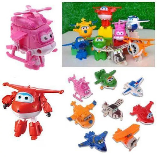 8st/ set Super Wings Miniplan Leksaker Deformation Flygplan Robot Actionfigurer