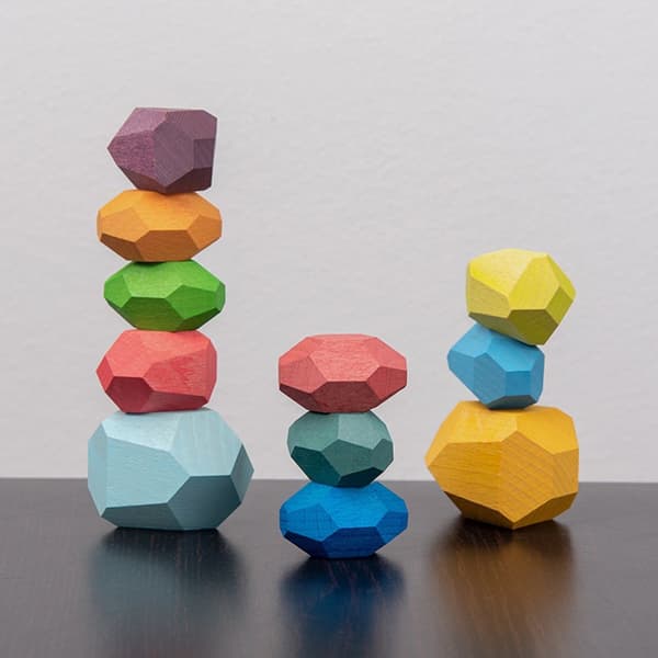 Leksak Kreativa Träfärgade Staplings Balanserande Sten Byggklossar MK 5pcs