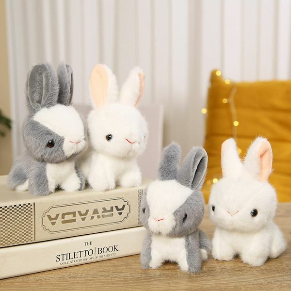 1 ST tecknad plysch kanin leksak små dockor mjuk kanin bukett semester gåva white-Bunny