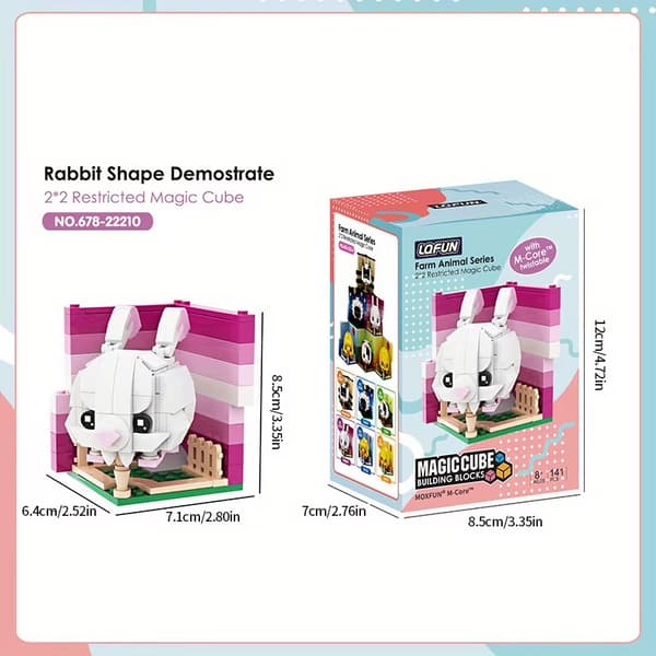 Sött Djur Byggklossar Set - Panda, Koala, Tiger & Fler DIY Leksakspresent Rabbit