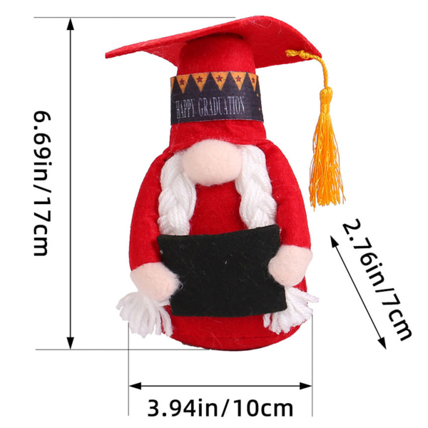 Graduate Gnome Plysch Doll Ansiktslös Gnome Doll Med Graduate Cap Red