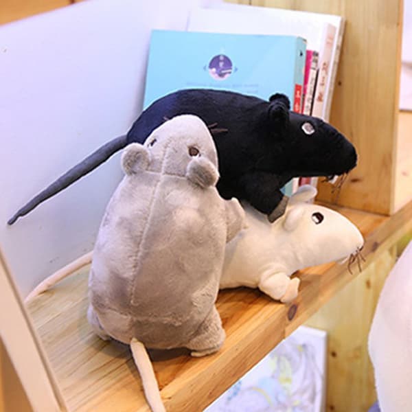 Gosig Ratta Vit / Grå / Svart Råtta Mjukleksak Plysch Gosig Teddys Doll White