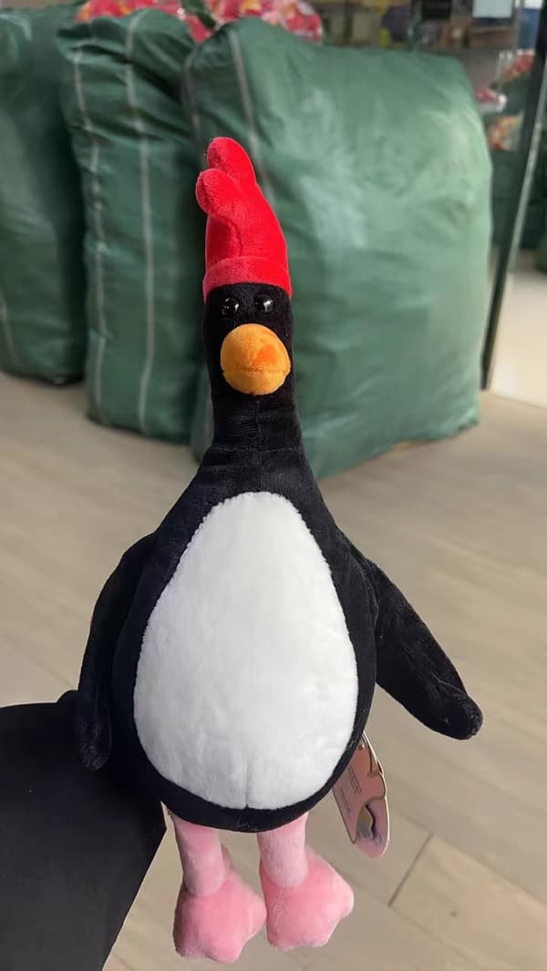 WALLACE & GROMIT - FEATHERS MCGRAW 6 034 PLYSCH NY MED ETIKETTER MJUKISDJUR