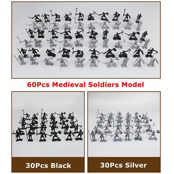 60st/ set Medieval Knights Warriors Barnleksak 5-7cm Soldater Figurer Modell
