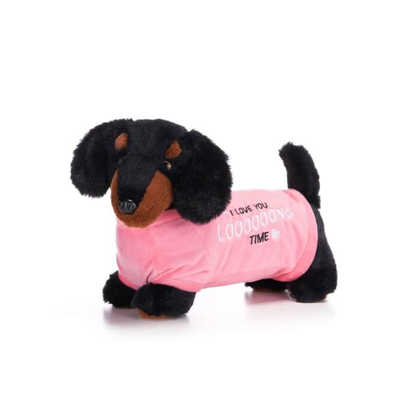 1 x 32cm Tax Dackel Valp Mjuk Leksak Med Tröja Daschund Teddy Barn
