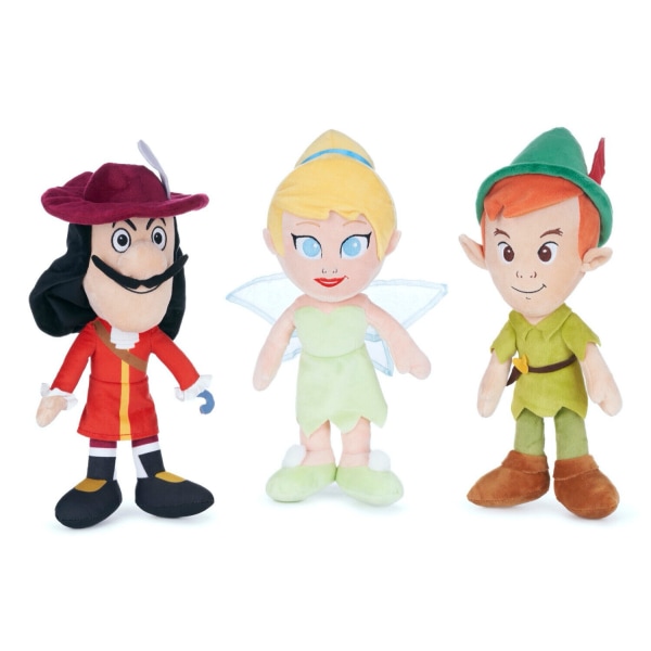Disney 12" Soft Toy Plysch Teddy Peter Pan Tinkerbell Captain Hook - Full Set X3